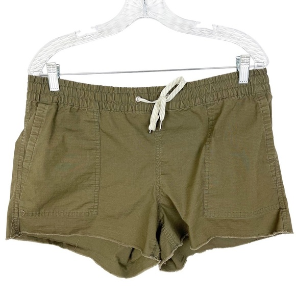 Vuori women’s vintage Ripstop shorts size L green el raw hem drawstring - Picture 2 of 7